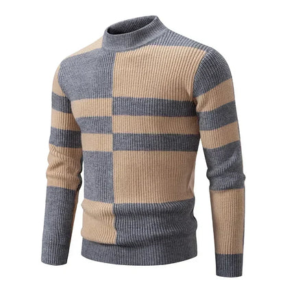 High Quality Men's New Autumn and Winter Casual Warm Neck Sweater Knit Pullover Warm Tops