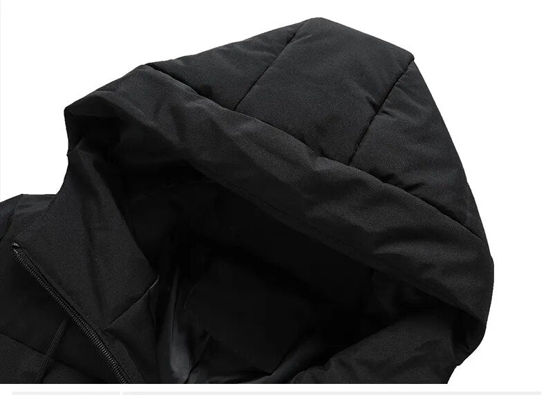 Fashion Parkas Male Thick Winter Overcoat Men's Casual Jacket Hat Warm Long Windbreaker  Classic Windproof Business Hombre