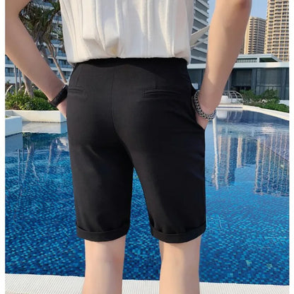 saferido  High Quality Korean Solid Slim Fit Suit Shorts Men Clothing Simple All Match Business Formal Wear Short Homme Streetwear