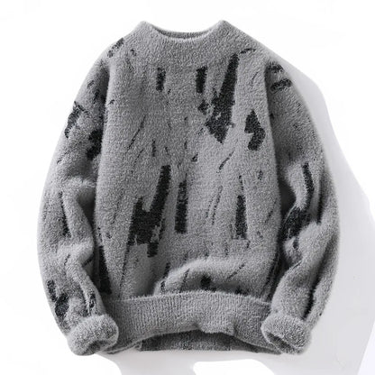 Winter Harajuku Mink Cashmere Sweater Men Half Turtleneck Hip Hop Sweaters Top Quality Pull Homme Thick Warm Mens Pullovers