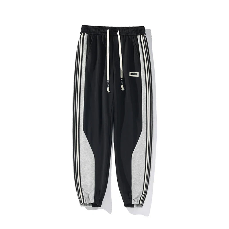 saferido Baggy Casual Side Stripe Men Sweatpants Thicken Warm Korean Style Patchwork Color Clash Sports Pants Harajuku Man Trousers