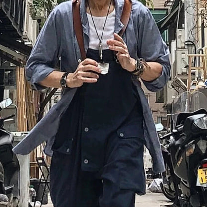 saferido Streetwear Casual Romper Overalls Men And Women Fashion Sleeveless Straps Jumpsuit Spring Summer Vintage Patch Pockets Playsuits