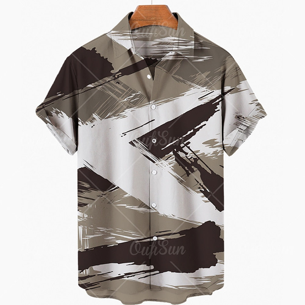 Mens Summer Hawaiian Beach Shirts 3D Printing Wind Luxury Designer Vintage Clothes Oversized Irregular Pattern Y2k Floral Punk