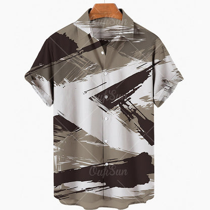 Mens Summer Hawaiian Beach Shirts 3D Printing Wind Luxury Designer Vintage Clothes Oversized Irregular Pattern Y2k Floral Punk