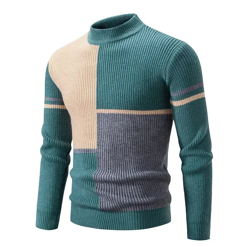 High Quality Men's New Autumn and Winter Casual Warm Neck Sweater Knit Pullover Warm Tops