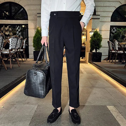 saferido Men's High Waist Spring England Business Trousers/Male Slim Fit High quality Casual Suit Pants Hombre 36