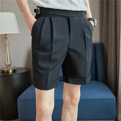 saferido  Pleated Shorts Men Summer White Shorts Bermuda Work Wear Clothes Men Breathe Cool Streetwear Short Korean Fashion Style 36