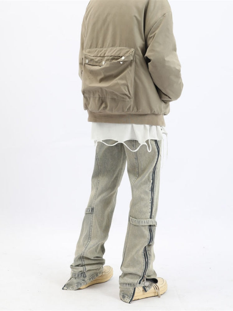HOUZHOU Distressed Jeans Men Denim Trousers Male Zipper Hip Hop Punk Pants Vintage Casual Streetwear Designer Clothes Japanese