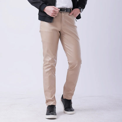 saferido Thin Leather Pants Men's Moto Pants Spring Summer Fashion Color Elastic Slim Fit PU Trousers Windproof Waterproof Man Bottoms