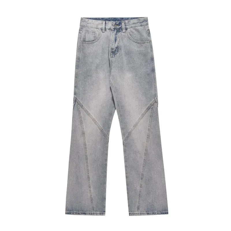 saferido American high street stitching light straight leg jeans with loose design and a sense of high-end hip-hop trendy pants