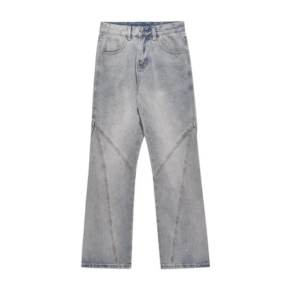 saferido American high street stitching light straight leg jeans with loose design and a sense of high-end hip-hop trendy pants