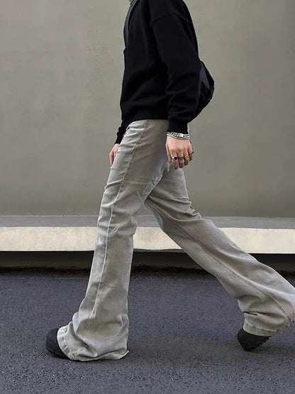 saferido Y2K Fashion Baggy Stacked Flare Jeans Pants Men Clothes Streetwear New Rock Vintage Long Trousers Ropa Hombre
