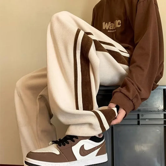 saferido Vintage Corduroy Pants for Men Black Trousers Male Retro Loose Casual Sport Men Clothing Korean Streetwear Hip Hop
