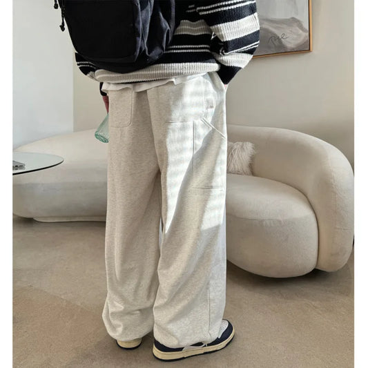 saferido Winter Plush Pants Men Warm Oversized Wide Leg Pants Men Streetwear Korean Loose Thick Sports Pants Mens Joggers Trousers S-XL