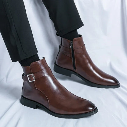 saferido Luxury brand leather shoes men's boots formal leather oxford shoes dress boots chelsea business ankle boots men 38-47