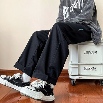Straight Leg Men's Cargo Pants Straight Leg Fashion Elastic Waist Casual Trousers Harajuku Male New Brand Pants