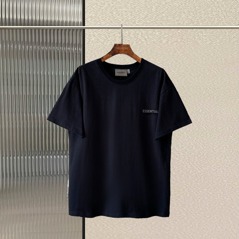 New Summer Essentials T-Shirt Reflective letters 100% Cotton Oversize T-Shirt Men and Women High Street Hip-Hop Sports Tees