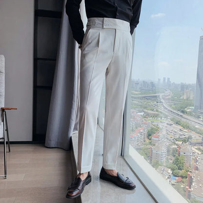 saferido Men Spring  Suit Pants Fashion Casual Slim Fit Business Suit Trousers Men's Wedding Party Work Pants Classic Large Size 36