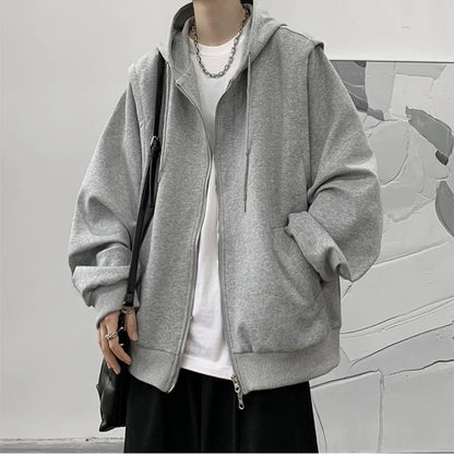 saferido Hooded Hoodies Men Solid Classic Outwear Korean Fashion American High Street Sweatshirts Teens Couples All-match Coats Trendy