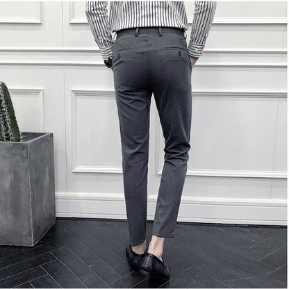 saferido New Style Men's Spring High Quality Cotton Business Suit Trousers/Male Slim Fit Pure Color Leisure Suit Pants 28-36