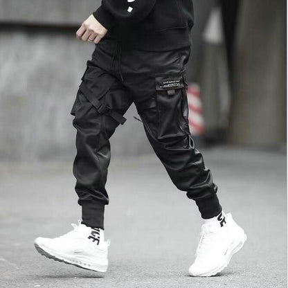 Streetwear Spring Casual Men's Pants Cotton Harem Ribbons Joggers Men Patchwork Fashion Ankle Length Jogger Pants For Boys