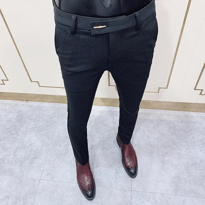 saferido  Men Gray Business Suit Pant Casual Formal Mens Dress Pants Spring Spring Pantalon Costume Slim Fit Suit Trousers 36