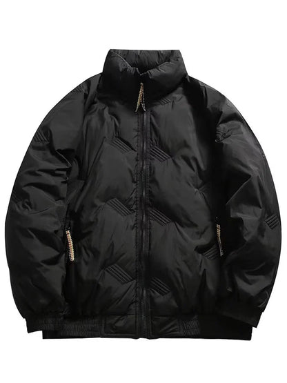 Winter American Fashion Vintage Parkas Jackets For Men Outdoor Windbreaker Y2K Casual Padding Coats Loose Embroidery Down Jacket