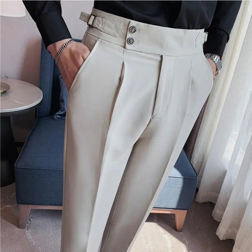saferido Men Spring  Suit Pants Fashion Casual Slim Fit Business Suit Trousers Men's Wedding Party Work Pants Classic Large Size 36