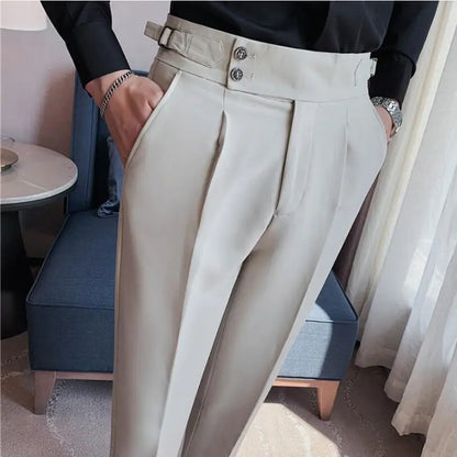 saferido Men Spring  Suit Pants Fashion Casual Slim Fit Business Suit Trousers Men's Wedding Party Work Pants Classic Large Size 36