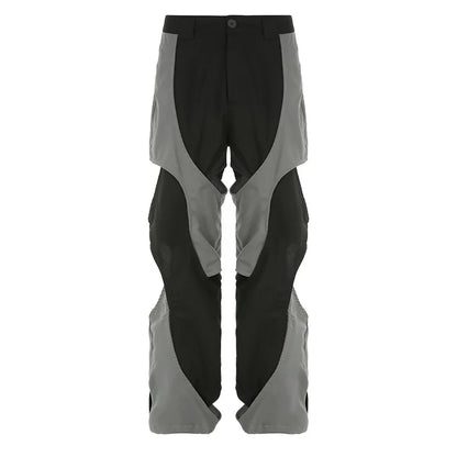 saferido Y2k Techwear Casual Pants Men Hollow Out Baggy Patchwear Trousers Male Streetwear Low Rise Sweatpants Korean Hip Hop