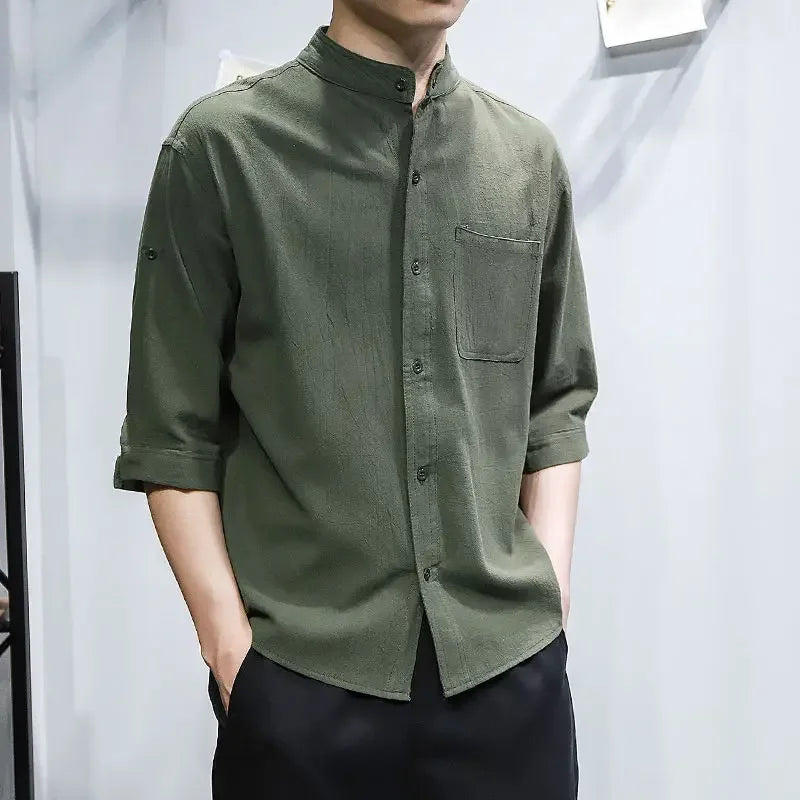 saferido Man Shirt Linen and Cotton Oversize Shirts for Men Plain Half Sleeve Fashion 2024 Cheap Things with Free Shipping Casual Tops I