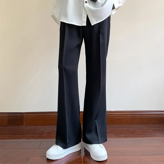 Black Suit Pants Men Fashion Social Mens Dress Pants Korean Loose Straight Casual Flared Pants Mens Office Formal Trousers M-3XL