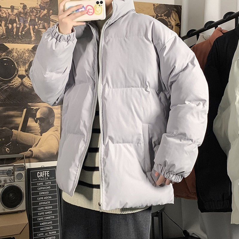 US Size Winter Jacket Men Parkas Thicken Warm Coat Mens Stand Collar Jackets Solid Color Parka Coat Women Fashion New Streetwear