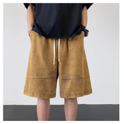 saferido Streetwear Washable Old Shorts Men's Fashion Brand Loose Summer American Casual Sports 5/4 Pants Large