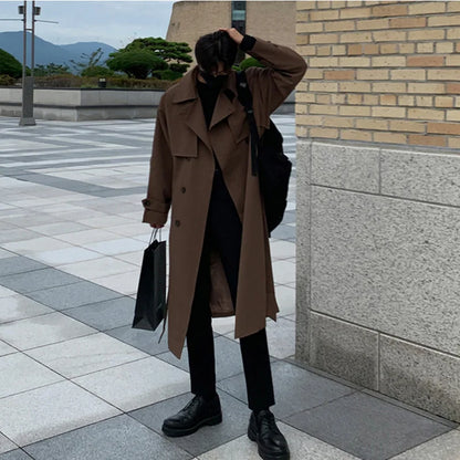 saferido coat Brand New Spring Trench Korean Men's Fashion Overcoat Male Long Windbreaker Streetwear Men Coat Outer Wear Clothing