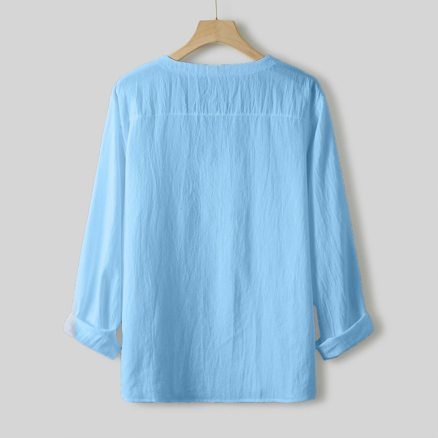 Vintage Imitation Linen Shirt Men Breathable Casual Long Sleeve Oversize Tops Summer V Neck Boho Style Mens Shirts 의류 Кофта