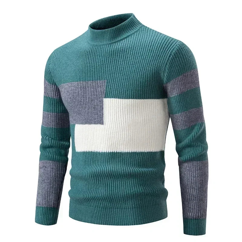 High Quality Men's New Autumn and Winter Casual Warm Neck Sweater Knit Pullover Warm Tops