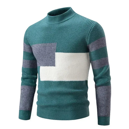 High Quality Men's New Autumn and Winter Casual Warm Neck Sweater Knit Pullover Warm Tops