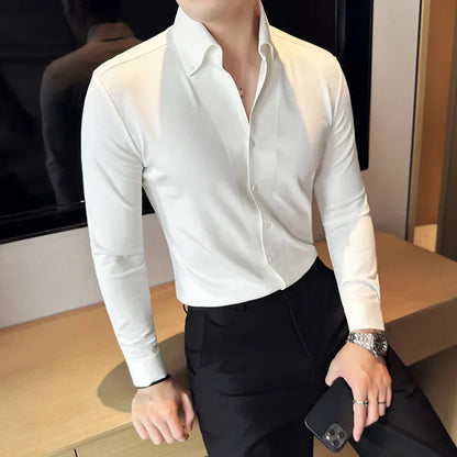 saferido Brand Clothing Men's Spring High Quality Long Sleeve Shirts/Man Slim Fit Fashion Casual V-neck Office Dress Shirt 4XL-M