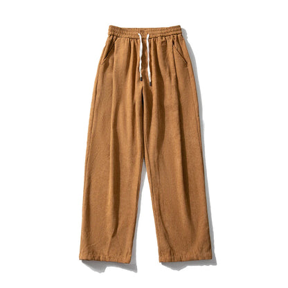 saferido Men's Corduroy Pants Trendy Brand Loose Straight Pants Korean Wide Leg Pants Couple Style Home Casual Pants Beige Black Brown