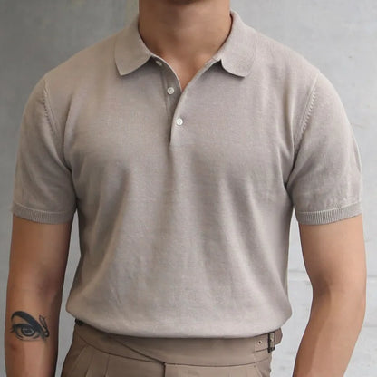 saferido Summer Simple Solid Color Casual Slim Lapel Polo Knit  Breathable Polo Camisa Hombre British  Men's Shirt Mannen Polo