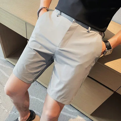 saferido Korean Style Men's Summer Casual Elastic Force Shorts/Male Slim Fit High Quality Business Thin Suit Shorts Plus size 29-36