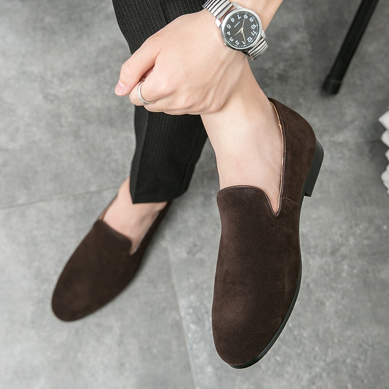 saferido Suede Leather Shoes Men Mules Classic Business For Male Luxury Driving Shoes Men Loafers Design Shoes Slip-On Men Dress Shoes