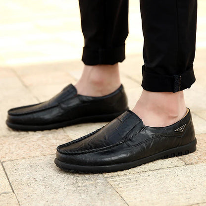 saferido Genuine Leather Men Casual Shoes Luxury Brand Mens Loafers Moccasins Breathable Slip on Black Driving Shoes Plus Size 37-47