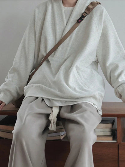 saferido Sweatshirts Men Oversize Pullovers Sweatshirt Male Vintage Casual Japanese Streetwear V-neck Autumn Winter