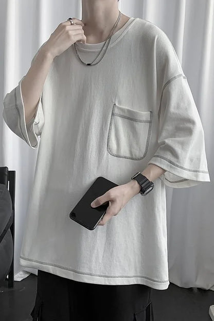 saferido Summer Men's Round Neck Casual T-Shirt Short Sleeve Loose Popular White/black T Shirts Oversized Style Tshirts M-2XL