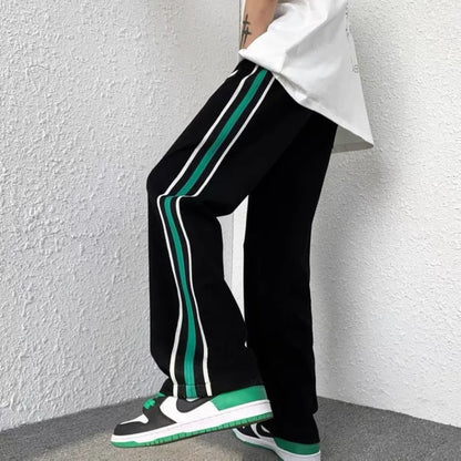 saferido Male Sweat Pants Black Sport Trousers Straight Sweatpants for Men Wide Leg Track Athletic Tracksuit Bottoms Korean Style Fashion