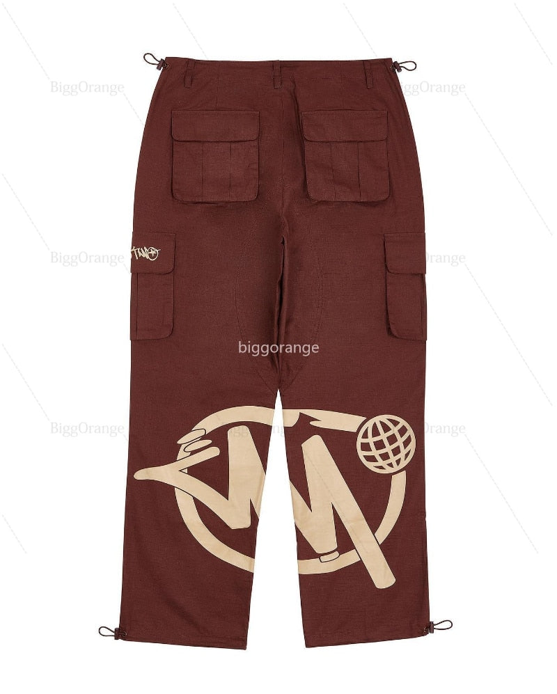 Streetwear Y2K Cargo Pant Overalls Minus Two Black Pants New Harajuku Fashion Casual Loose Men Rock Straight Wide Leg Pants