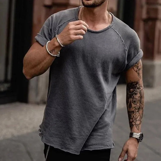 Oversized Vintage T Shirt Men Making Old Short Sleeve Loose Casual Tee Tops Summer Solid Color Fashion T-shirts Streetwear