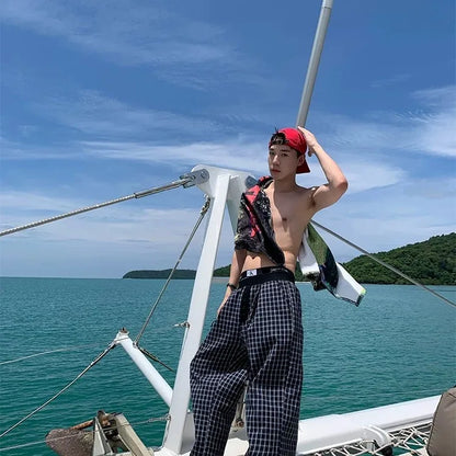 saferido Y2k Vintage Baggy Plaid Pants Man Oversized Korean Fashion Harajuku Japanese Style Streetwear Gyaru Check Trousers